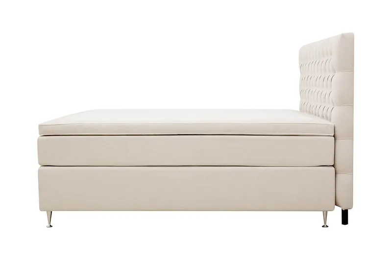Hilton Lyx Komplett Sängpaket 160x200 cm Kontinentalsäng med knappad sänggavel - Ljusbeige - Möbler - Säng - Kontinentalsäng
