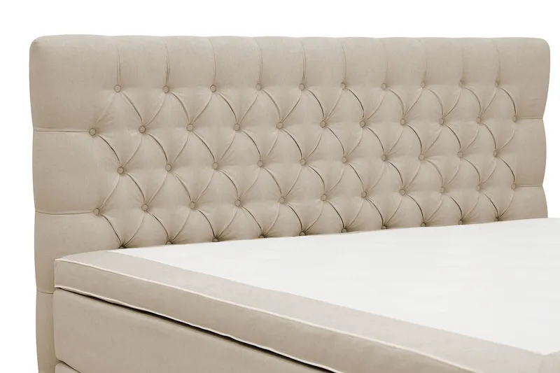 Hilton Lyx Komplett Sängpaket 180x200 cm Kontinentalsäng med knappad sänggavel - Beige - Möbler - Säng - Kontinentalsäng