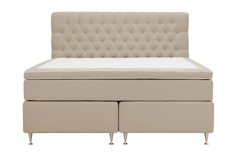 Hilton lyx Komplett Sängpaket 180x200 cm Kontinentalsäng med knappad sänggavel - Beige - Möbler - Säng - Komplett sängpaket