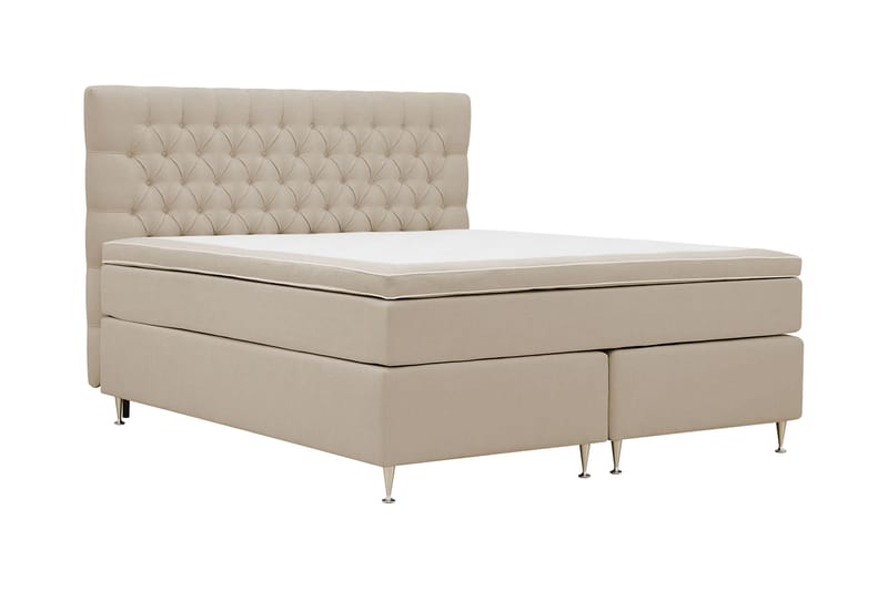 Hilton lyx Komplett Sängpaket 180x200 cm Kontinentalsäng med knappad sänggavel - Beige - Möbler - Säng - Komplett sängpaket