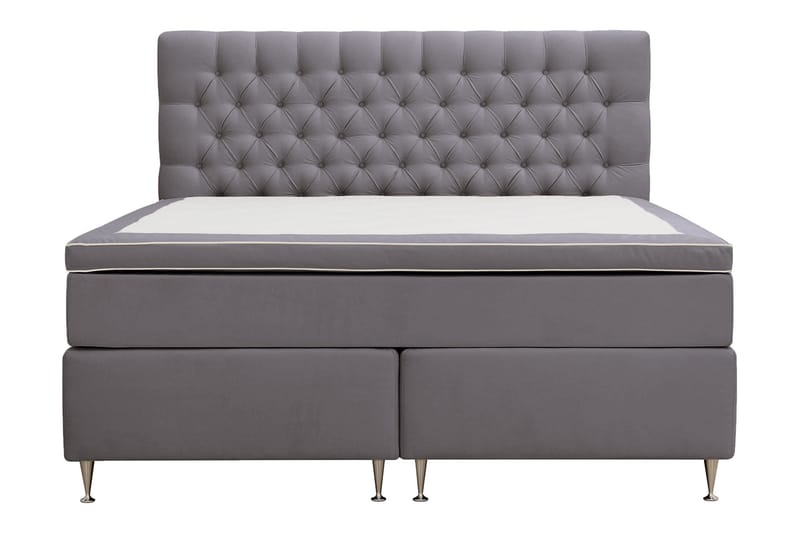 Hilton lyx Komplett Sängpaket 180x200 cm Kontinentalsäng med knappad sänggavel - Grå - Möbler - Säng - Komplett sängpaket