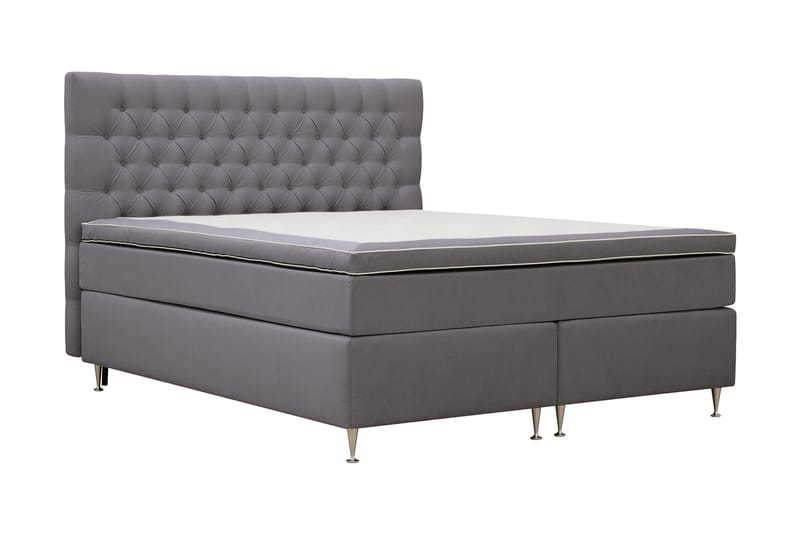 Hilton lyx Komplett Sängpaket 180x200 cm Kontinentalsäng med knappad sänggavel - Grå - Möbler - Säng - Komplett sängpaket