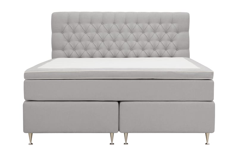 Hilton lyx Komplett Sängpaket 180x200 cm Kontinentalsäng med knappad sänggavel - Grå - Möbler - Säng - Komplett sängpaket