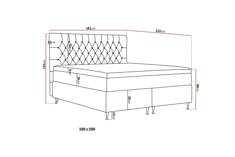 Hilton Lyx Komplett Sängpaket 180x200 cm Kontinentalsäng med knappad sänggavel i bouclé - Ivory / Bouclé - Möbler - Säng - Kontinentalsäng