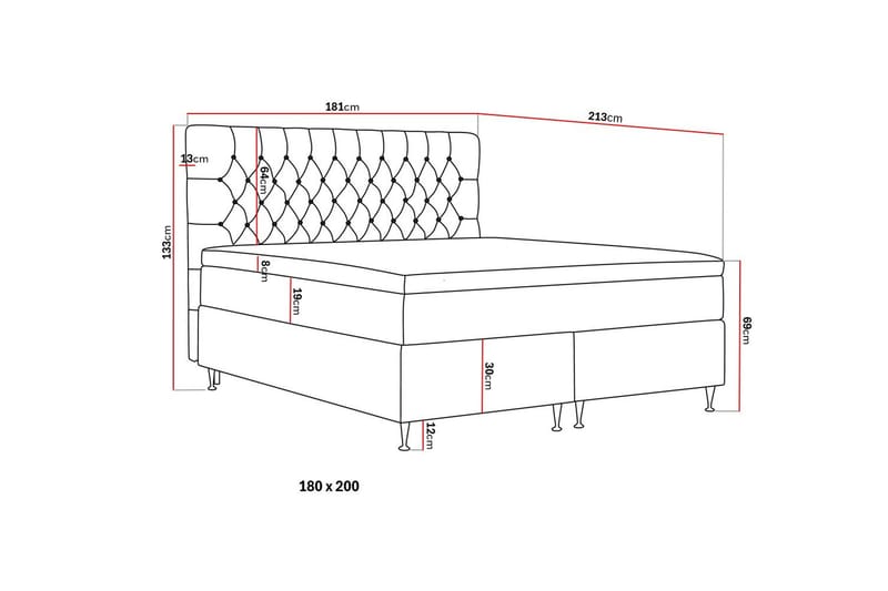 Hilton lyx Komplett Sängpaket 180x200 cm Kontinentalsäng med knappad sänggavel i bouclé - Ivory / Bouclé - Möbler - Säng - Komplett sängpaket