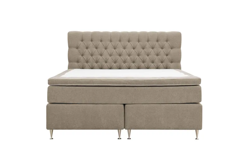 Hilton Lyx Komplett Sängpaket 180x200 cm Kontinentalsäng med knappad sänggavel i chenille - Brun - Möbler - Säng - Kontinentalsäng