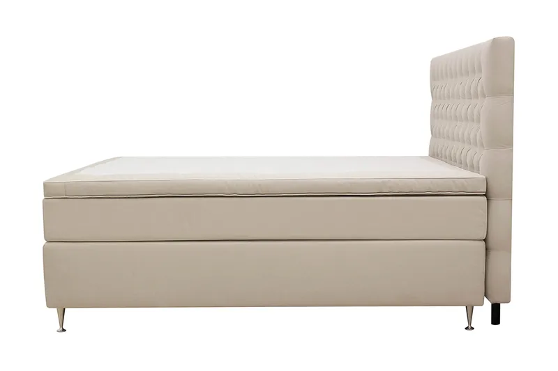 Hilton Lyx Komplett Sängpaket 180x200 cm Kontinentalsäng med knappad sänggavel i sammet - Beige - Möbler - Säng - Kontinentalsäng