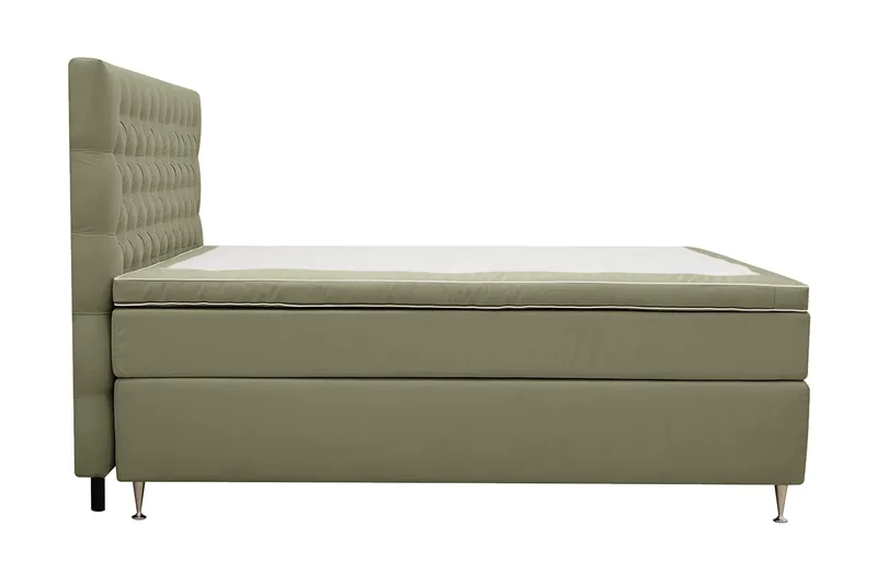 Hilton Lyx Komplett Sängpaket 180x200 cm Kontinentalsäng med knappad sänggavel i sammet - Olivgrön - Möbler - Säng - Kontinentalsäng