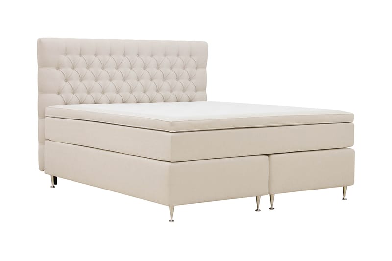 Hilton lyx Komplett Sängpaket 180x200 cm Kontinentalsäng med knappad sänggavel - Ljusbeige - Möbler - Säng - Komplett sängpaket