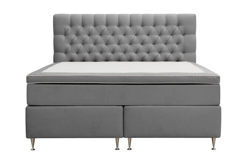 Hilton lyx Komplett Sängpaket 180x200 cm Kontinentalsäng med knappad sänggavel - Ljusgrå - Möbler - Säng - Komplett sängpaket