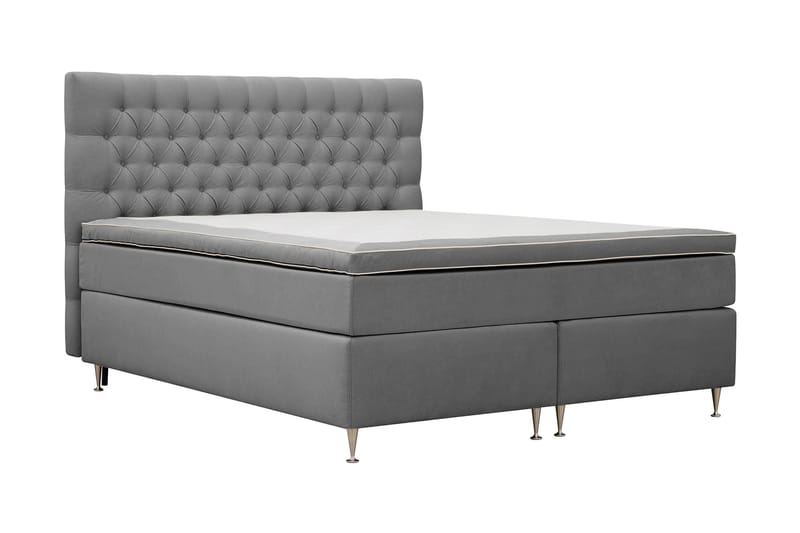 Hilton lyx Komplett Sängpaket 180x200 cm Kontinentalsäng med knappad sänggavel - Ljusgrå - Möbler - Säng - Komplett sängpaket