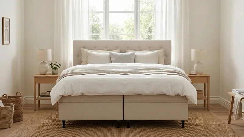 Hilton Plus Komplett Sängpaket med Förvaring 180x200 cm - Ljusbeige - Möbler - Säng - Kontinentalsäng