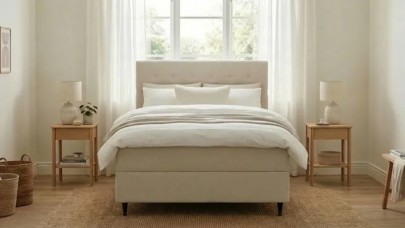 Hilton Plus Komplett Sängpaket med Förvaring 120x200 cm - Ljusbeige - Möbler - Säng - Kontinentalsäng