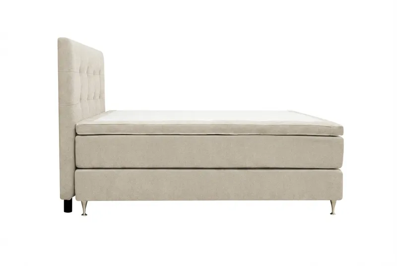 Hilton Premium Komplett Sängpaket 160x200 cm Kontinentalsäng med Sänggavel - Beige Tyg - Möbler - Säng - Kontinentalsäng
