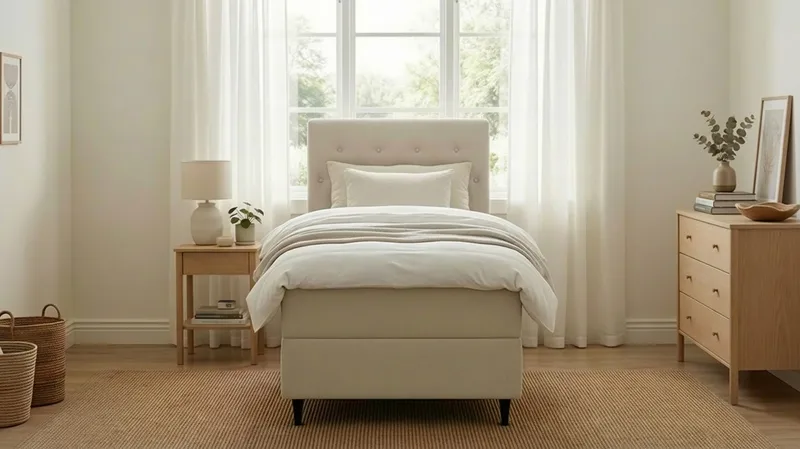 Hilton Plus Komplett Sängpaket med Förvaring 90x200 cm - Ljusbeige - Möbler - Säng - Kontinentalsäng