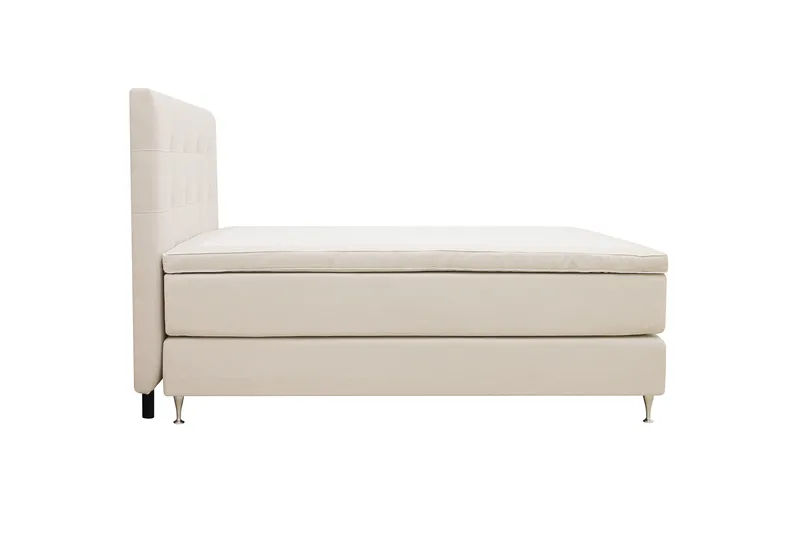 Hilton Premium Komplett Sängpaket 160x200 cm Kontinentalsäng med Sänggavel - Ljusbeige Tyg - Möbler - Säng - Kontinentalsäng