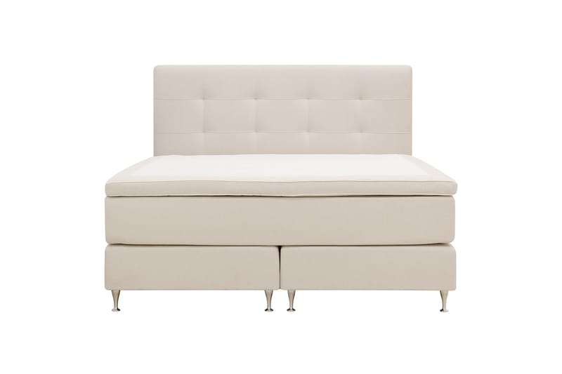 Hilton Premium Komplett Sängpaket 180x200 cm Kontinentalsäng med Sänggavel, Ljusbeige Tyg