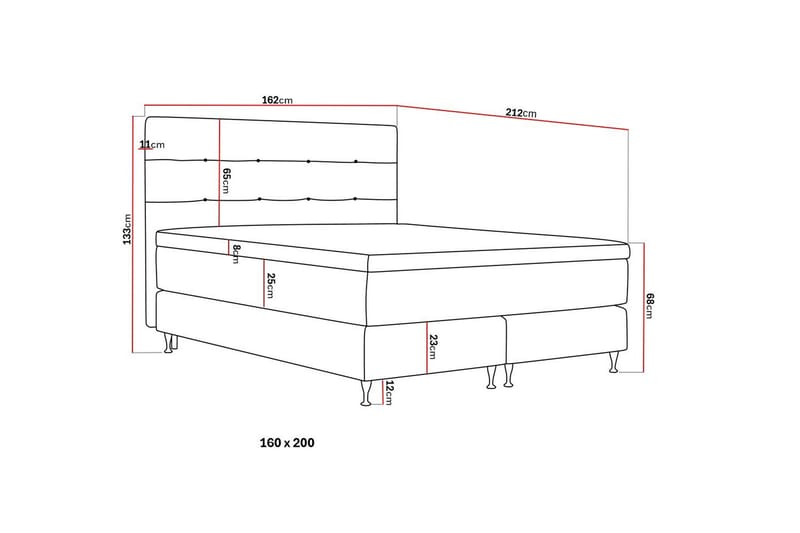 Hilton Premium Komplett Sängpaket 160x200 cm Kontinentalsäng med Sänggavel - Ljusbeige Tyg - Möbler - Säng - Kontinentalsäng