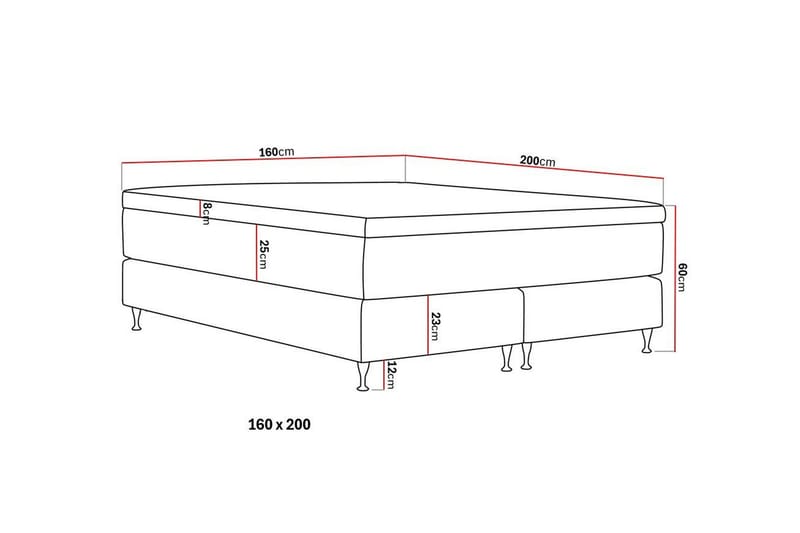 Hilton Premium Kontinentalsäng 160x200 cm - Ljusbeige Tyg - Möbler - Säng - Kontinentalsäng