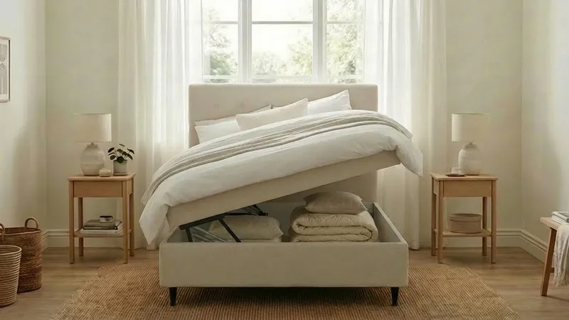 Hilton Plus Komplett Sängpaket med Förvaring 120x200 cm - Ljusbeige - Möbler - Säng - Kontinentalsäng