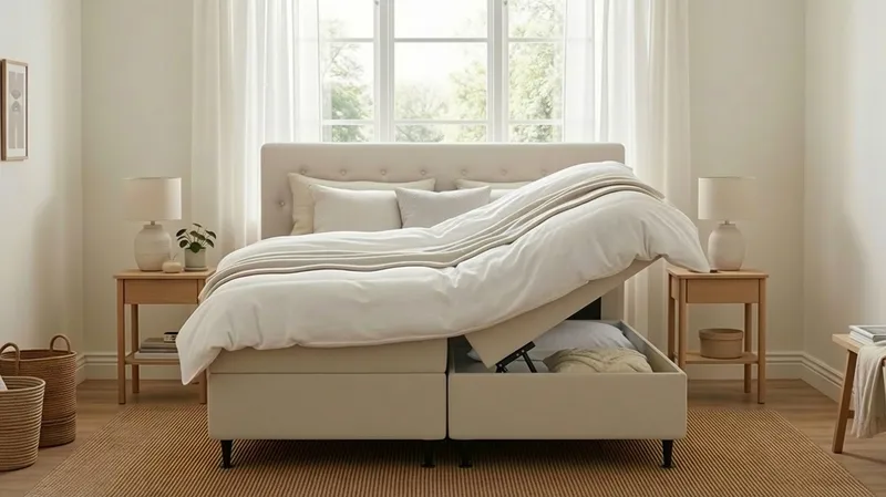 Hilton Plus Komplett Sängpaket med Förvaring 160x200 cm - Ljusbeige - Möbler - Säng - Kontinentalsäng