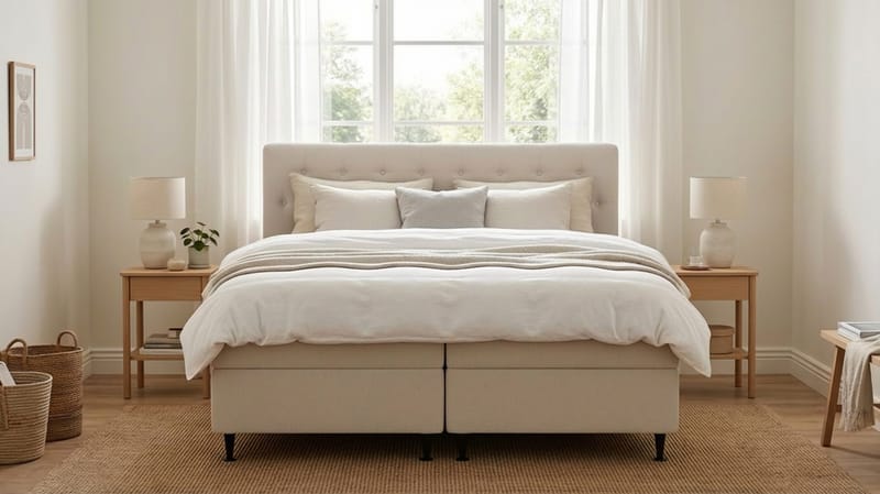 Hilton Plus Komplett Sängpaket med Förvaring 160x200 cm - Ljusbeige - Möbler - Säng - Kontinentalsäng