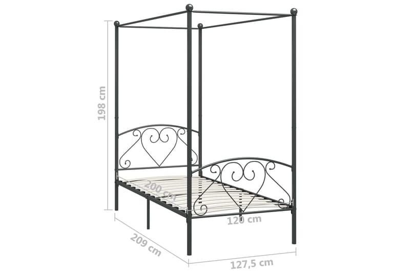 Himmelsäng grå metall 120x200 cm - Grå - Möbler - Säng - Himmelsäng