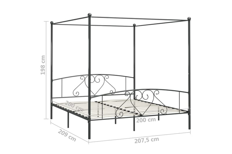 Himmelsäng grå metall 200x200 cm - Grå - Möbler - Säng - Himmelsäng