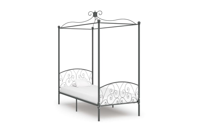 Himmelsäng grå metall 90x200 cm - Grå - Möbler - Säng - Himmelsäng
