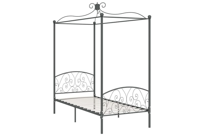 Himmelsäng grå metall 90x200 cm - Grå - Möbler - Säng - Himmelsäng