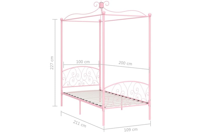 Himmelsäng rosa metall 100x200 cm - Rosa - Möbler - Säng - Himmelsäng