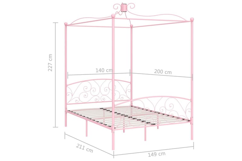 Himmelsäng rosa metall 120x200 cm - Rosa - Möbler - Säng - Himmelsäng