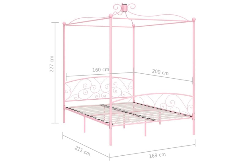 Himmelsäng rosa metall 160x200 cm - Rosa - Himmelsäng