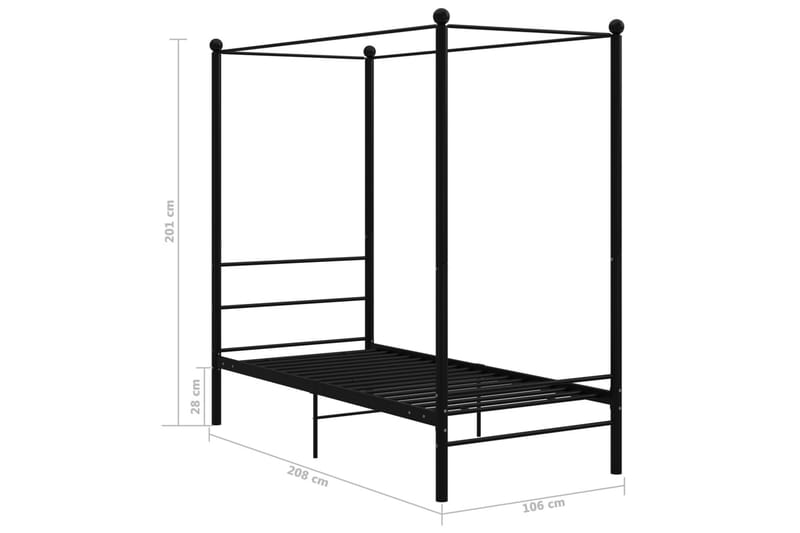 Himmelsäng svart metall 100x200 cm - Svart - Möbler - Säng - Himmelsäng