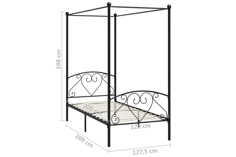 Himmelsäng svart metall 120x200 cm - Svart - Möbler - Säng - Himmelsäng