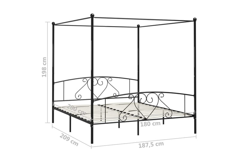 Himmelsäng svart metall 180x200 cm - Svart - Möbler - Säng - Himmelsäng