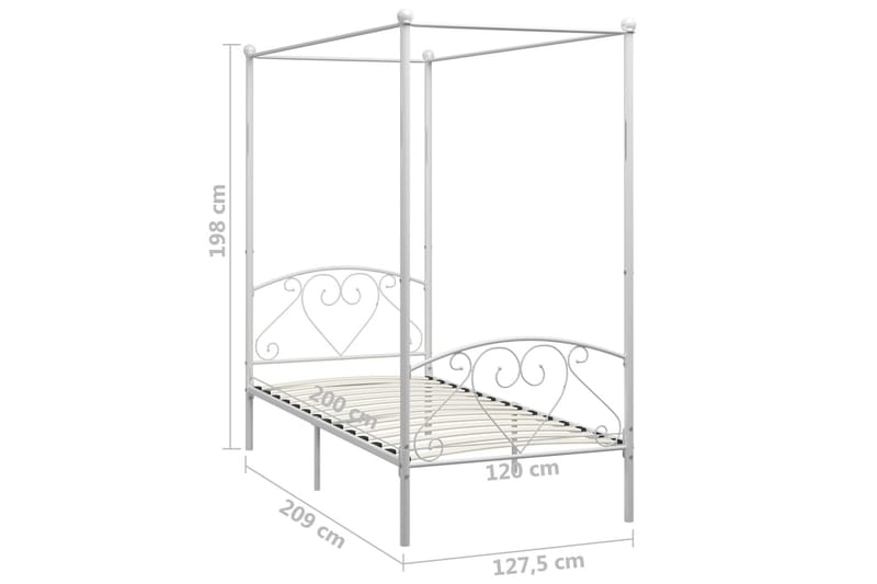 Himmelsäng vit metall 120x200 cm - Vit - Himmelsäng