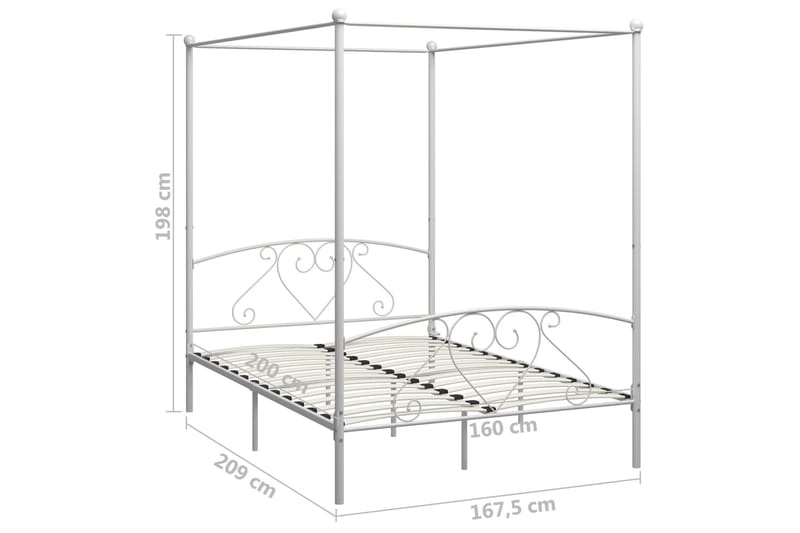 Himmelsäng vit metall 160x200 cm - Vit - Möbler - Säng - Himmelsäng