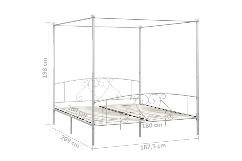 Himmelsäng vit metall 180x200 cm - Vit - Möbler - Säng - Himmelsäng