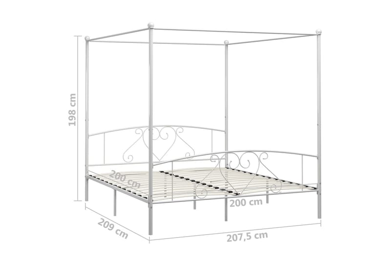 Himmelsäng vit metall 200x200 cm - Vit - Himmelsäng