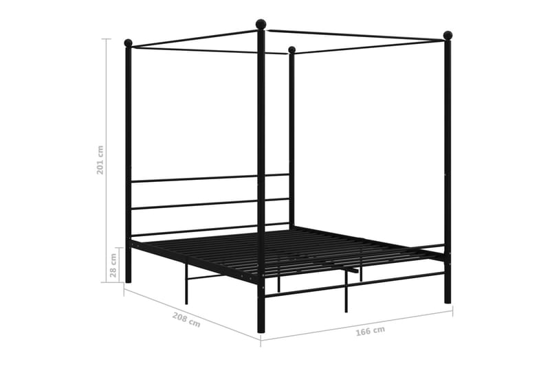 Himmelsäng svart metall 160x200 cm - Svart - Sängram & sängstomme