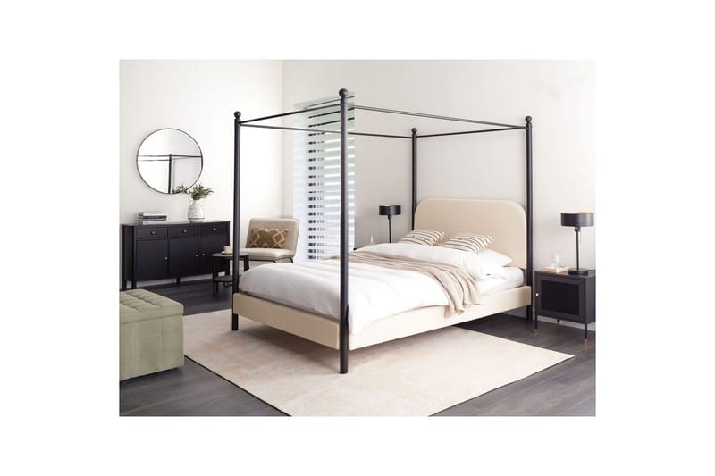 Himmelssäng Dannemois - Beige, svart, 140x200 cm - Möbler - Säng - Himmelsäng