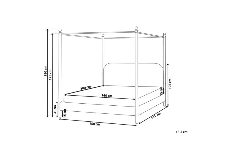 Himmelssäng Dannemois - Beige, svart, 140x200 cm - Möbler - Säng - Himmelsäng