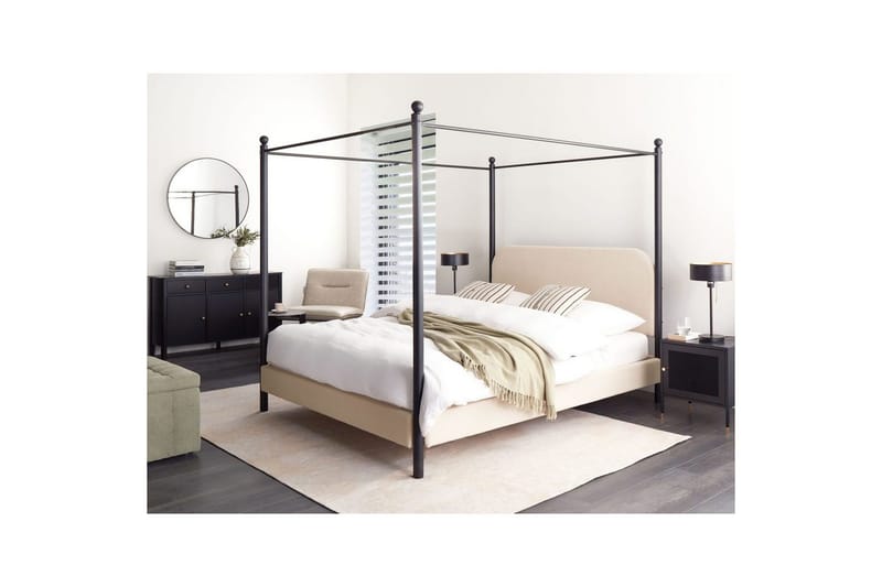 Himmelssäng Dannemois - Beige, svart, 160x200 cm - Möbler - Säng - Himmelsäng