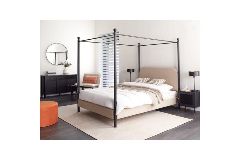 Himmelssäng Dannemois - Taupe, svart, 140x200 cm - Möbler - Säng - Himmelsäng