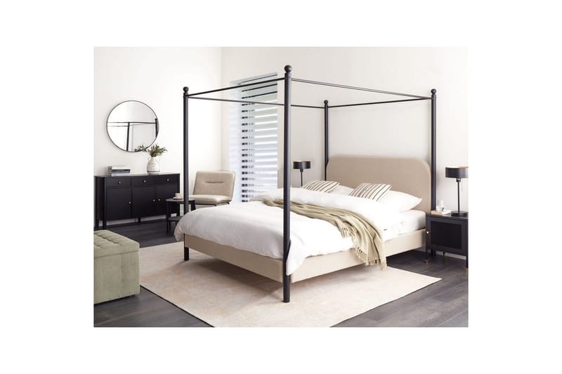 Himmelssäng Dannemois - Taupe, svart, 160x200 cm - Möbler - Säng - Himmelsäng