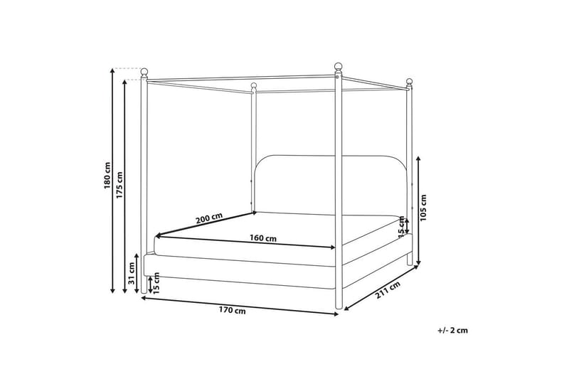 Himmelssäng Dannemois - Vit, Svart, 160x200 cm - Möbler - Säng - Himmelsäng