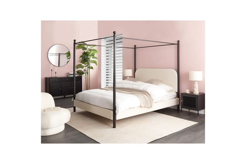 Himmelssäng Dannemois - Vit, Svart, 160x200 cm - Möbler - Säng - Himmelsäng