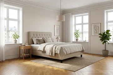 HVILA Classic Komplett Sängpaket 120x200 cm Kontinentalsäng med diamant sänggavel - Beige - Möbler - Säng - Komplett sängpaket