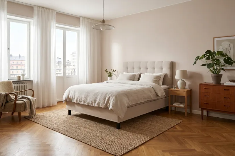 HVILA Classic Komplett Sängpaket 120x200 cm Kontinentalsäng med rutad sänggavel - Beige - Möbler - Säng - Komplett sängpaket